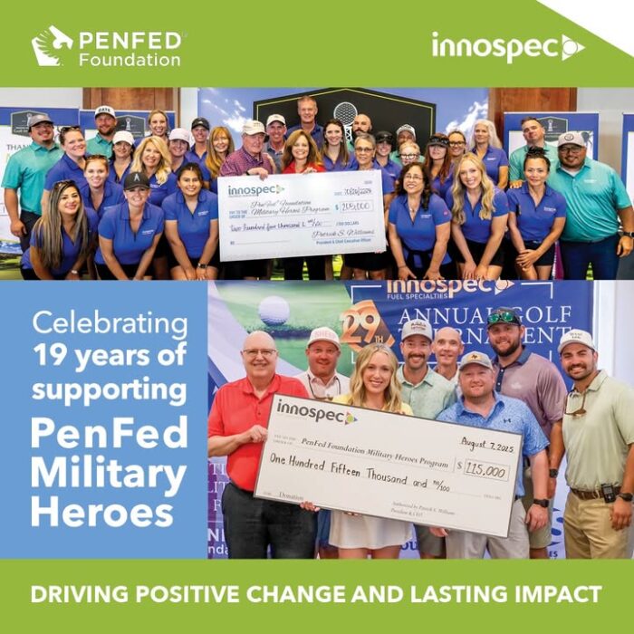 We’re proud to be celebrating 19 years of supporting The PenFed Foundation for Military Heroes program in the US.
This year, our Innospec Fuels Specialties and Innospec Oilfield Services teams once again held their annual charity golf tournaments, raising vital funds to help US veterans successfully transition from service to civilian life.
In 2025 alone, the tournaments raised an incredible $240,000, bringing our total contribution since 2007 to $2.69 million.
A heartfelt thank you goes to everyone who made this possible, from the dedicated teams who organized the events to the customers and sponsors whose support helps make such a lasting impact. We’re proud to play a part in supporting those who have given so much.
Learn more about our partnership with PenFed and the important work they do here: https://ow.ly/jmpq50Xj1Io
#VeteransSupport #CommunityImpact #PenFedMilitaryHeroes #Innopsec